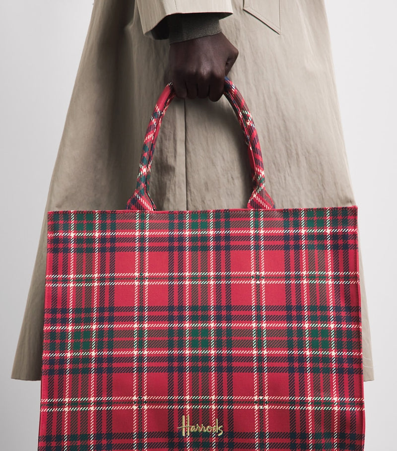 Harrods tartan zipped tote bag cotton canvas, UK version