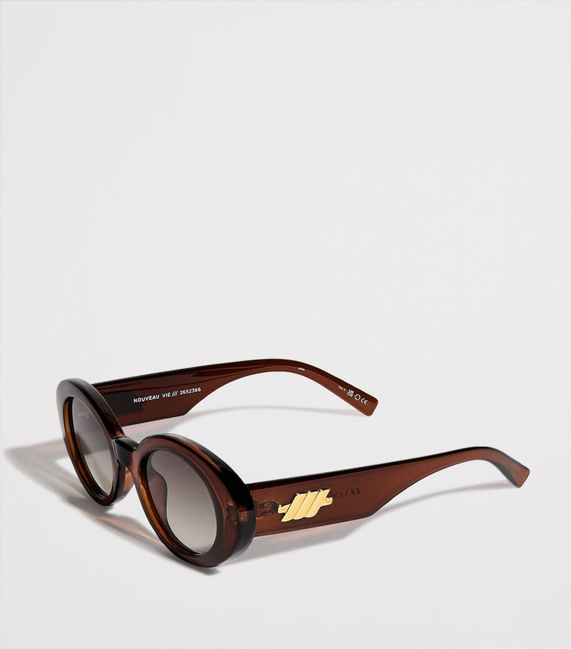 Le Specs oval sunglasses with khaki gradient lenses (British brand)