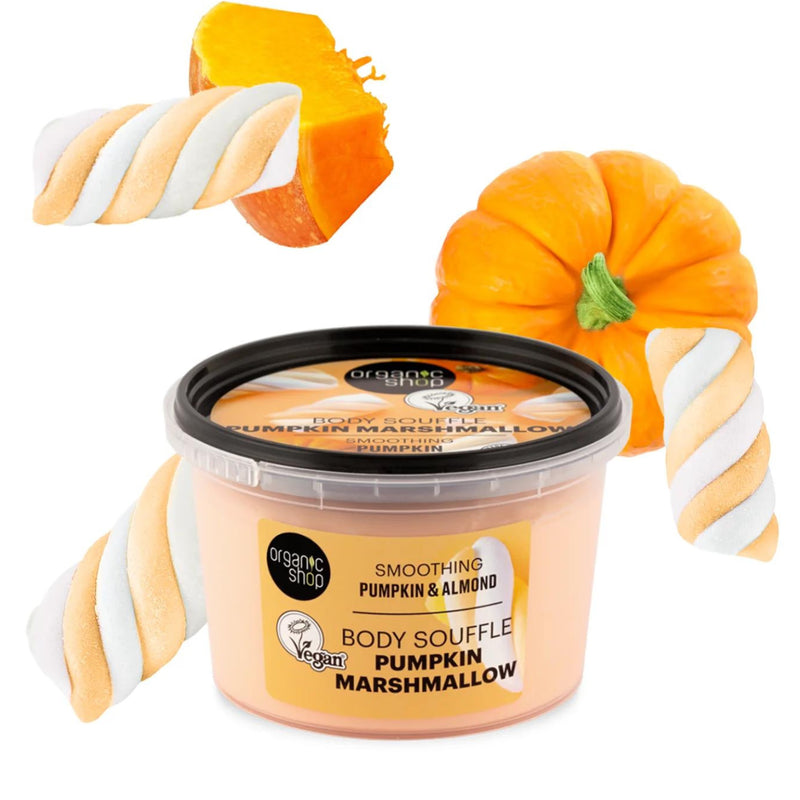 Organic Shop body souffle Pumpkin & Almond 250ml, imported from the UK