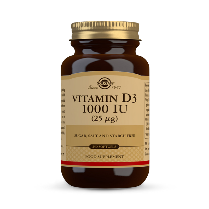 Solgar Vitamin D3 1000 IU softgels 250 count, imported from the UK