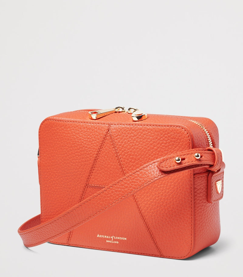 Aspinal of London leather camera bag with stitched A, imported from the UK