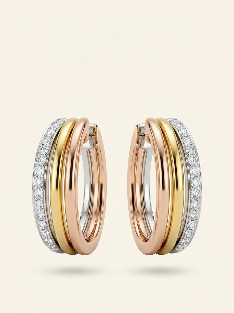 Cartier Trinity Mini earrings in tri-colour 18ct gold with diamonds - British product