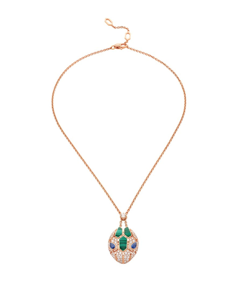 Bvlgari Serpenti necklace 18k rose gold pavé diamonds, UK version