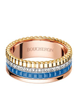 Harrods Boucheron Small Mixed Gold and Diamond Quatre Blue Ring- Buy online at McGrocer