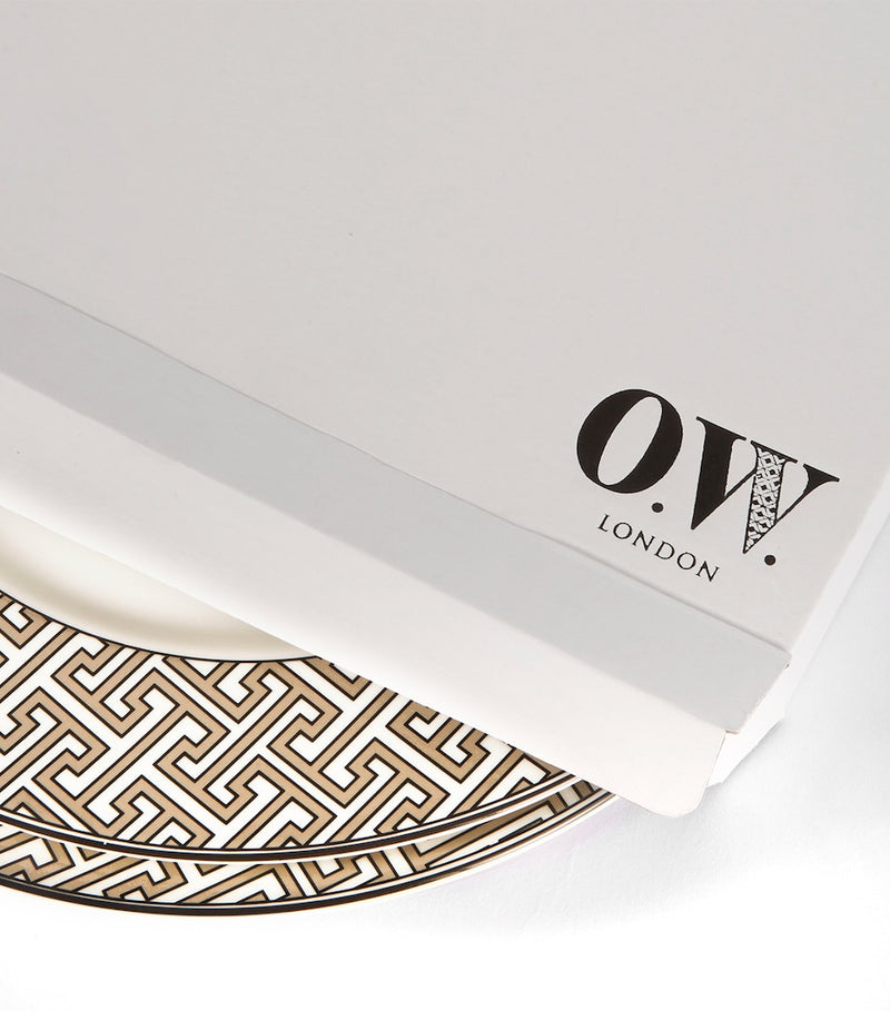 O.W. London Maze pattern dinner plates set of 2, 26cm diameter, imported from the UK