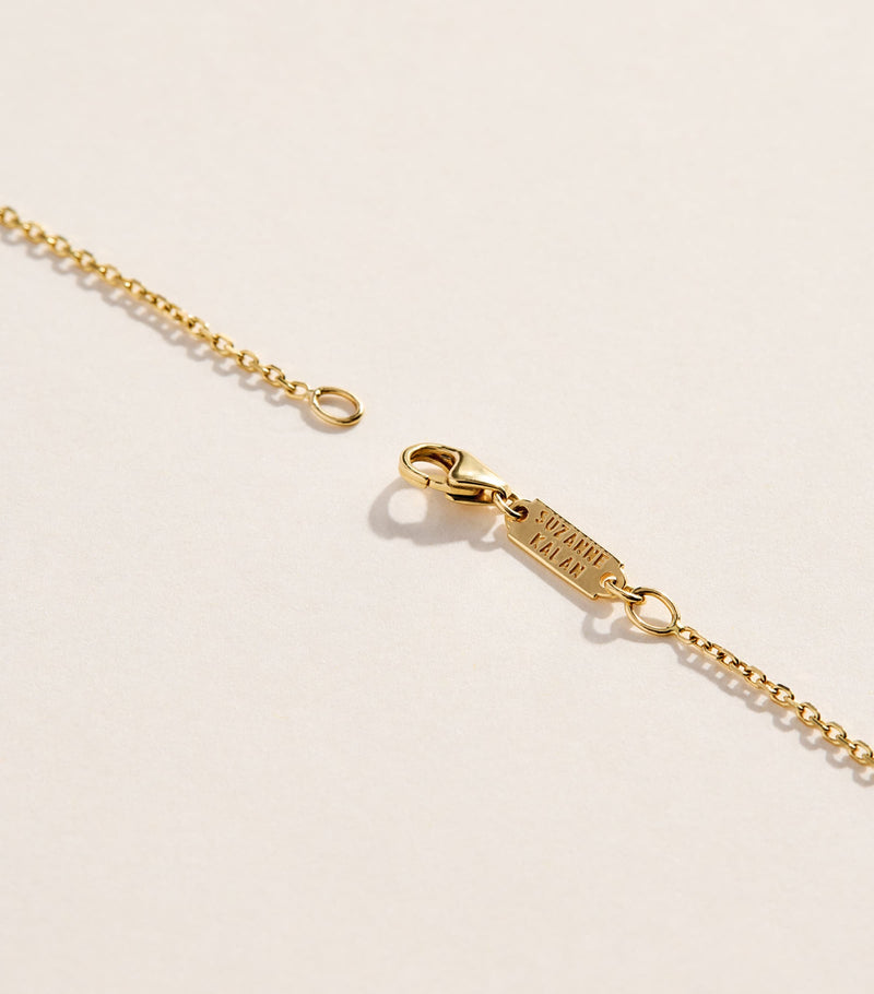 Suzanne Kalan yellow gold emerald pendant necklace adjustable chain, imported from the UK