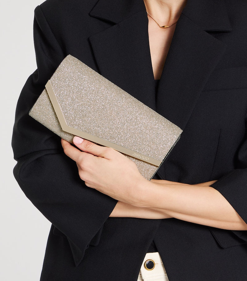 Jimmy Choo Emmie Caviar Glitter clutch bag, UK version