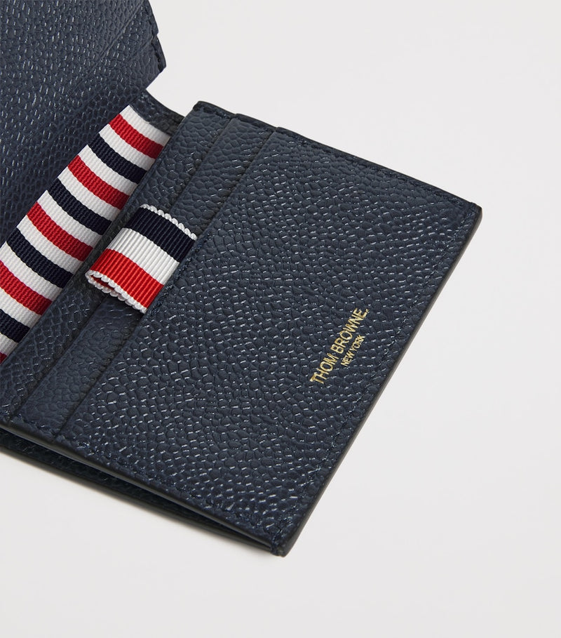 Thom Browne leather double card holder with gold foil logo - (British brand)