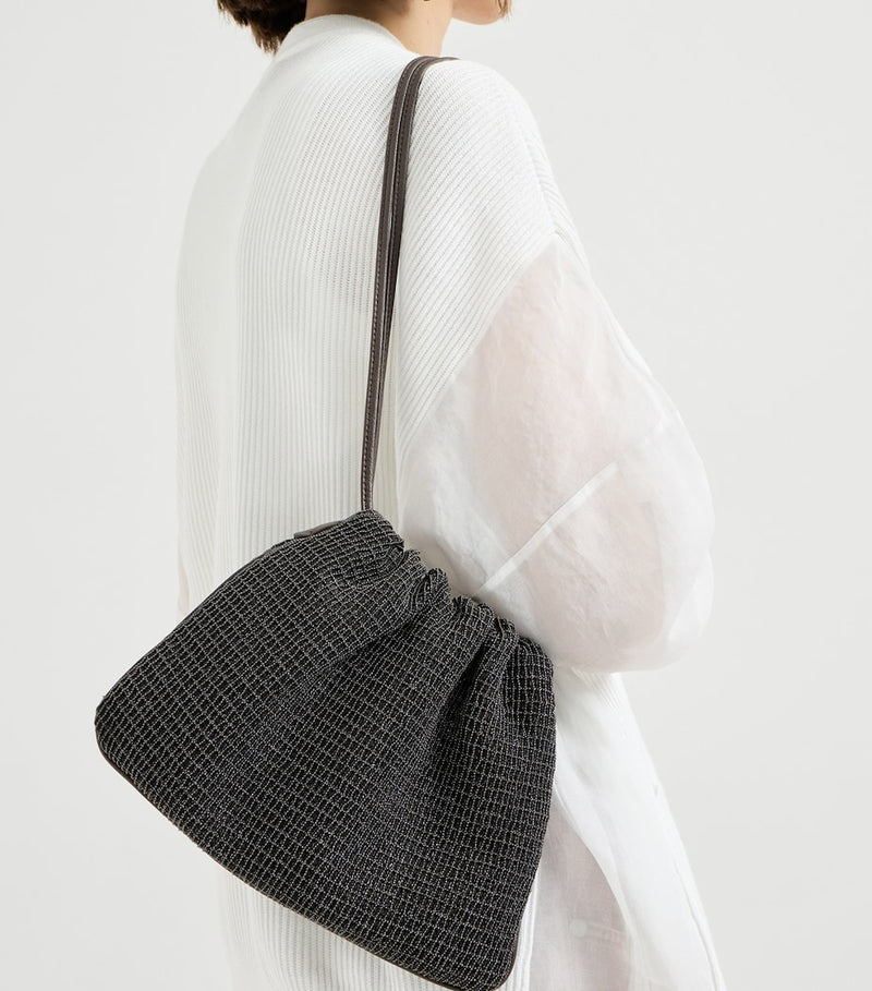 Brunello Cucinelli embellished drawstring cross-body bag, imported from the UK