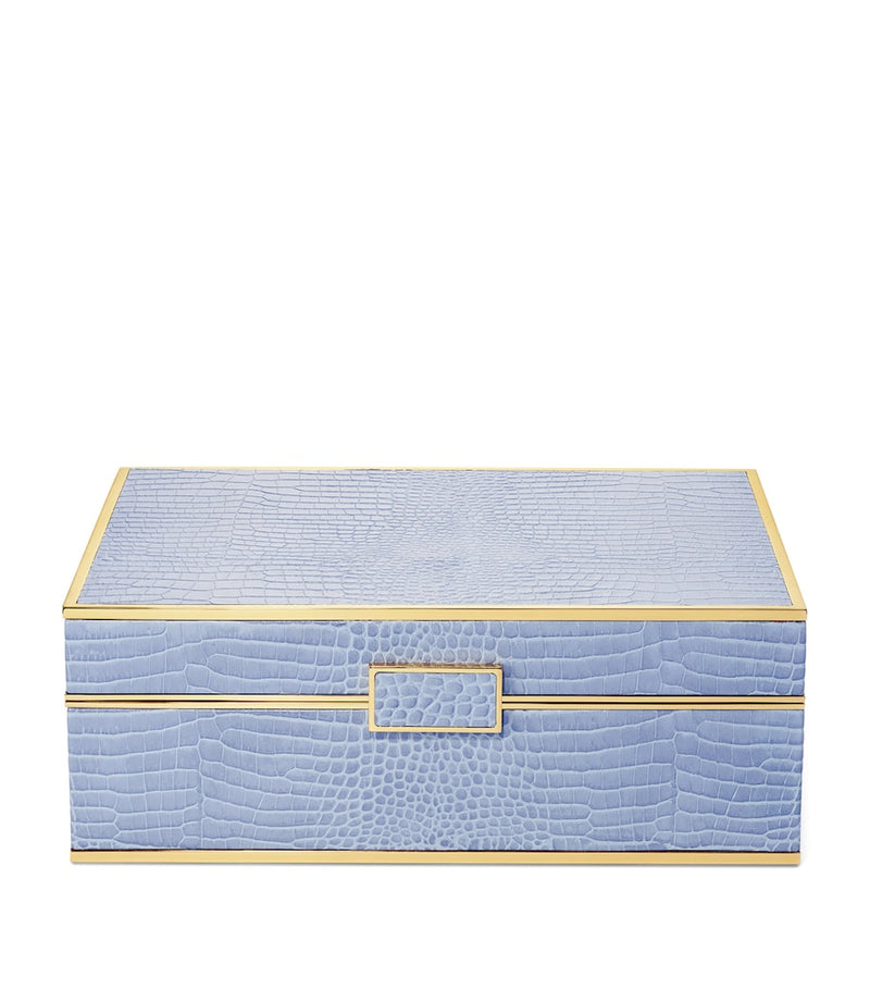 Aerin large leather croc-embossed jewellery box - British product