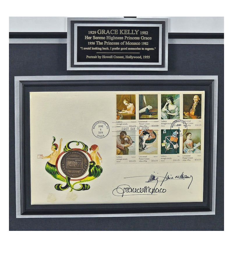 Leipzig Galleries framed display Grace Kelly signed letter 104cm x 69cm (British brand)