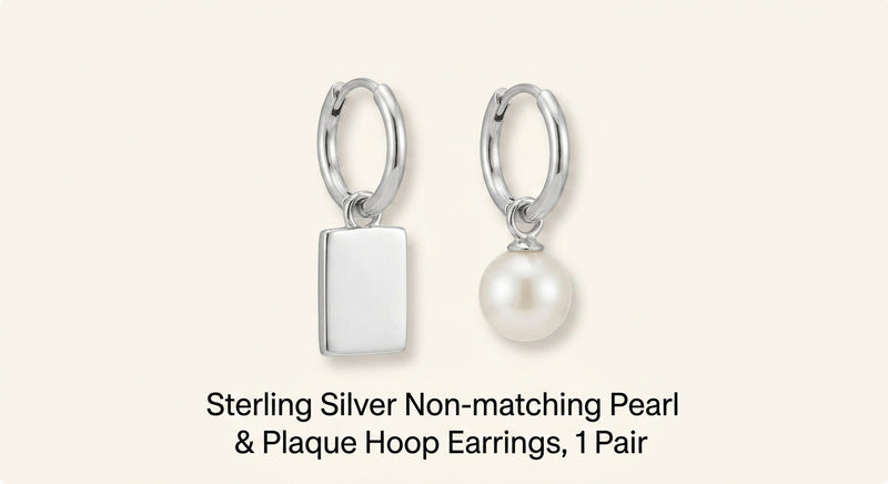 Balenciaga earrings asymmetrical pearl pendant logo plaque - British product