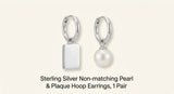 Balenciaga earrings asymmetrical pearl pendant logo plaque - British product