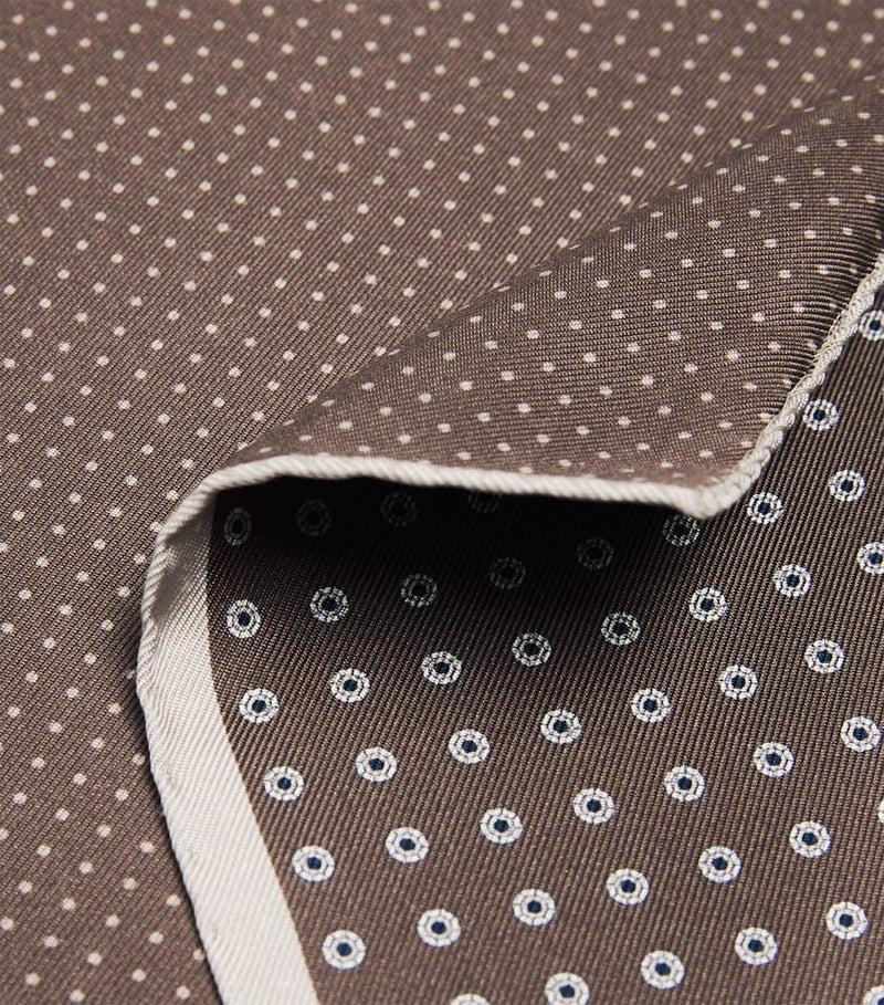 Canali silk medallion print pocket square 33cm, UK version