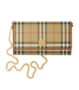 Harrods Chain Wallet with Jacquard Check Pattern, Leather Trims, and Multiple Compartments- Buy online at McGrocer