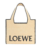 LOEWE Font tote bag in woven raffia with bold lettering (British brand)