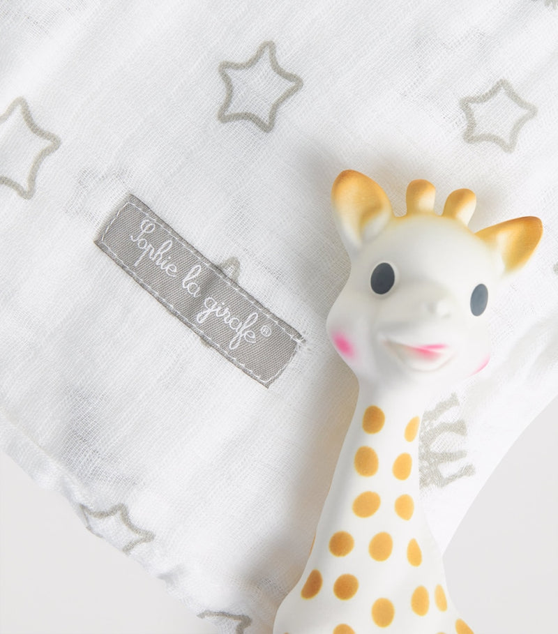 Sophie La Girafe baby comforter and teething toy set, imported from the UK
