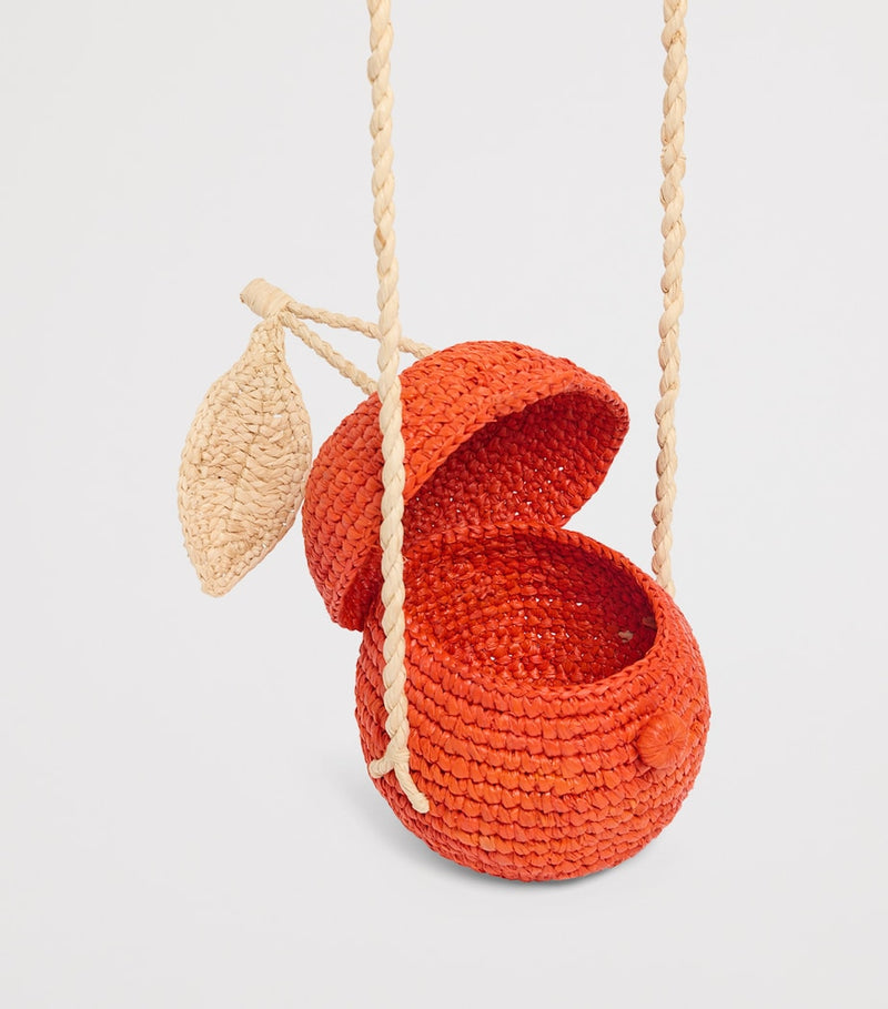Bonpoint orange raffia cross-body bag, UK version