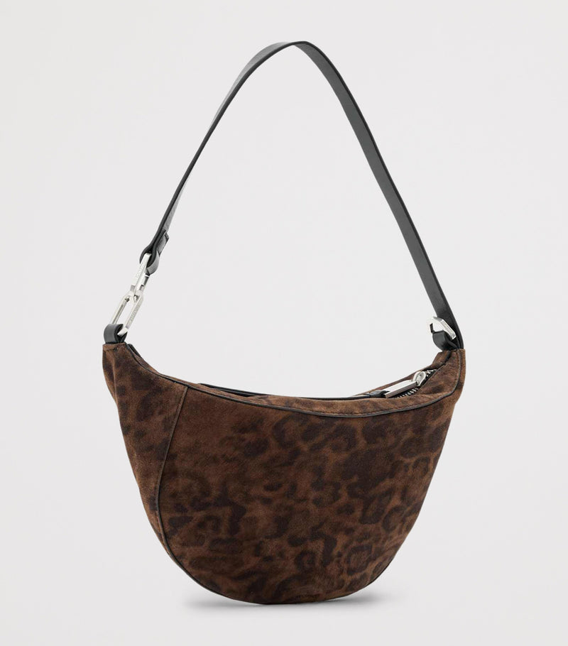 AllSaints suede Luna Leppo shoulder bag leopard print UK version