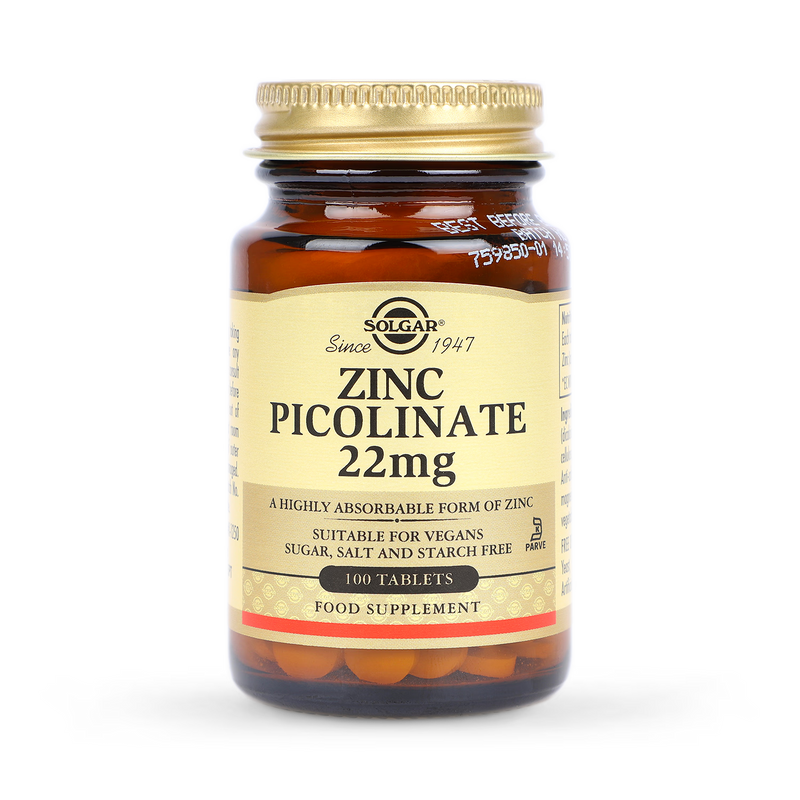 Solgar Zinc Picolinate 22mg 100 Tablets (British brand)