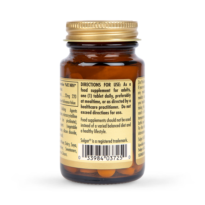 Solgar Zinc Picolinate 22mg 100 Tablets (British brand)