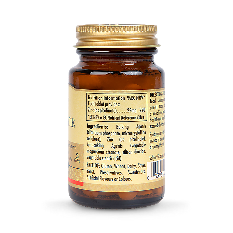 Solgar Zinc Picolinate 22mg 100 Tablets (British brand)