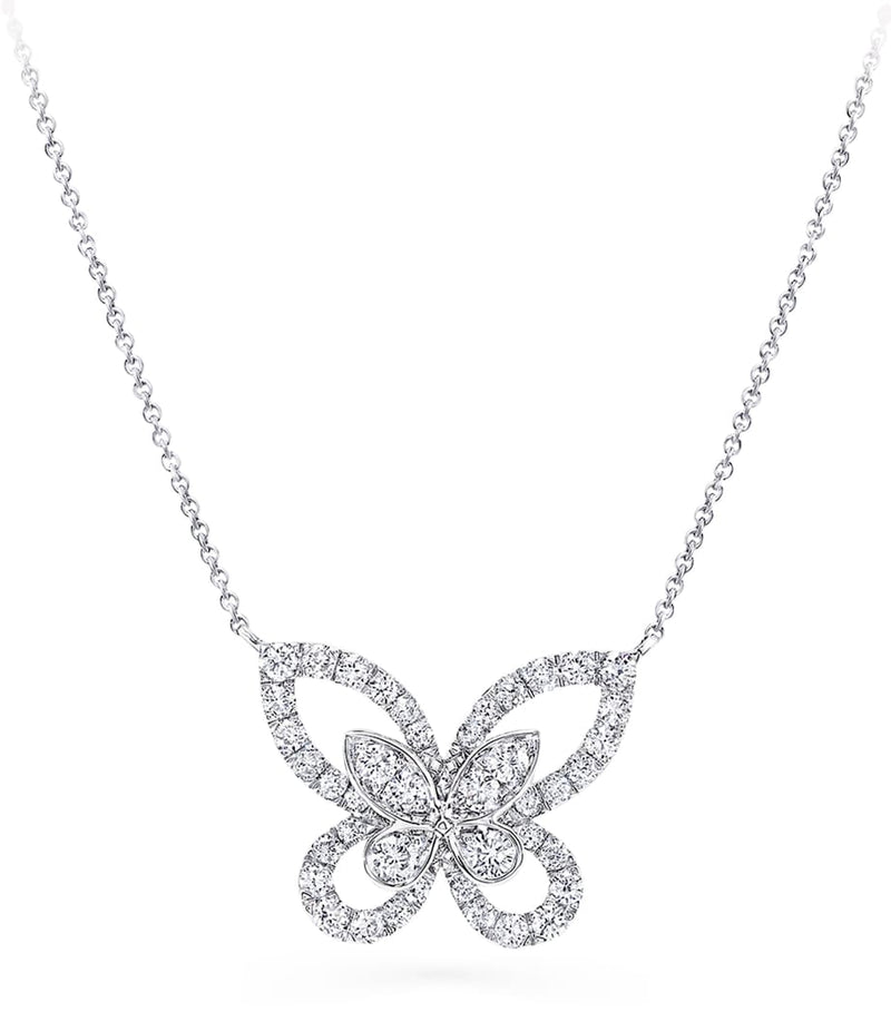 Graff white gold diamond butterfly necklace 46cm, UK version