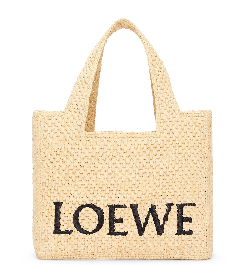 LOEWE Small Font Tote Bag raffia, imported from the UK