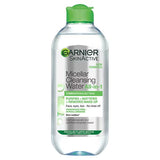 Agua micelar limpiadora Garnier para piel mixta, desmaquillante, 400 ml.