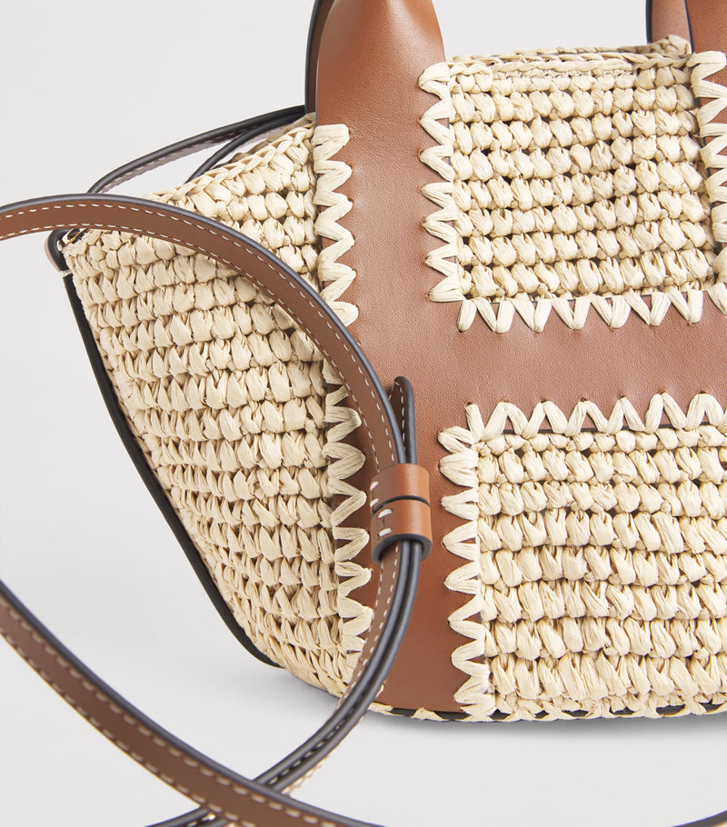 Harrods small raffia tote bag, imported from the UK