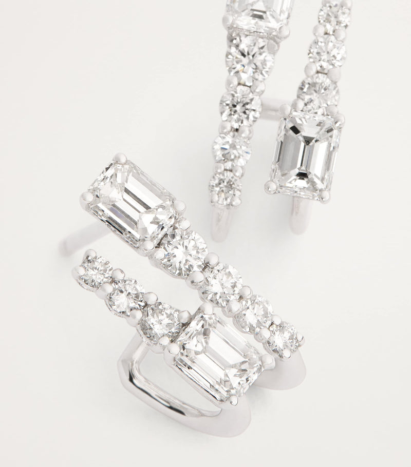 SHAY white gold diamond double stick stud earrings, imported from the UK