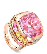 Harrods Boodles Platinum Diamond and Morganite Play of Light Cocktail Ring- Buy online at McGrocer