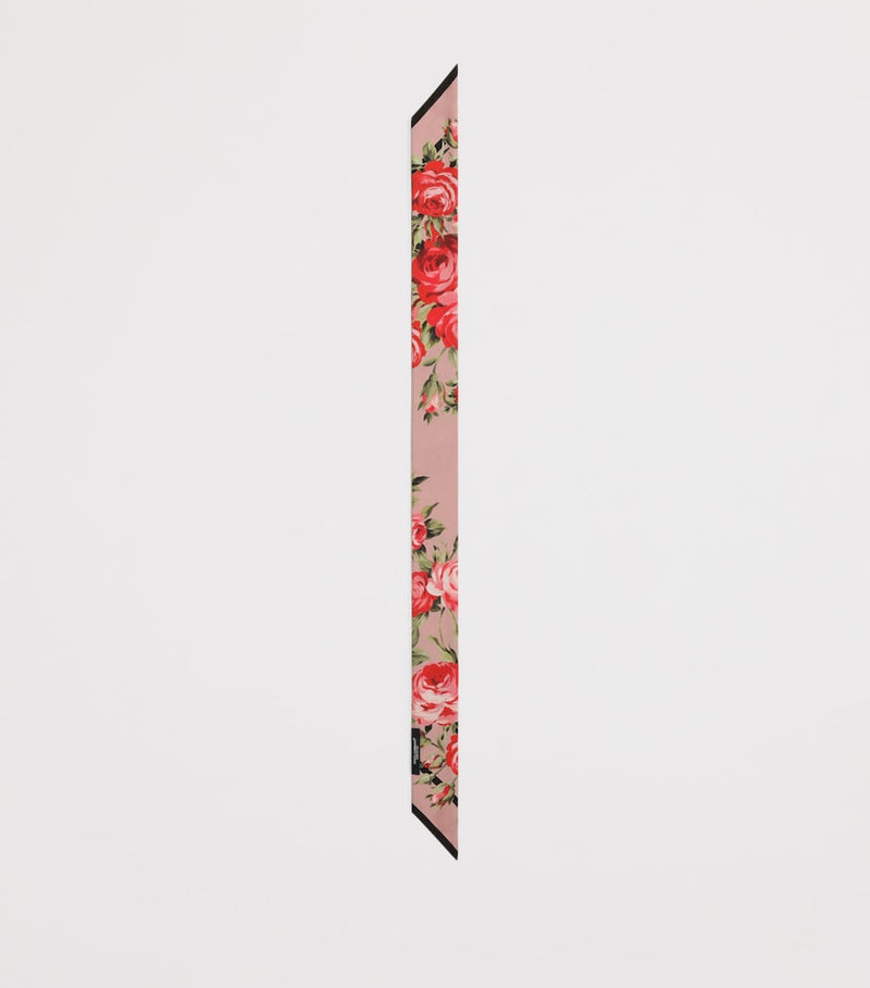 Dolce&Gabbana skinny silk floral scarf 100cm x 6cm, imported from the UK