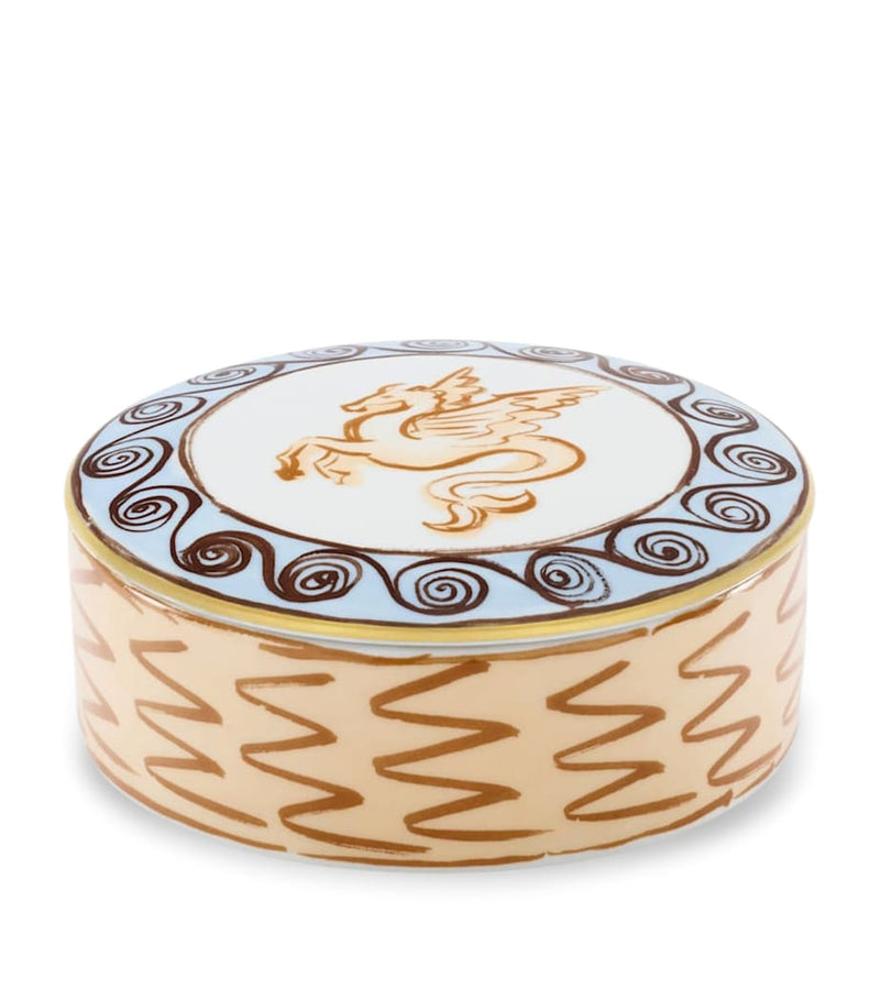 GINORI 1735 Porcelain Il Viaggio di Nettuno round trinket box 13cm, UK version