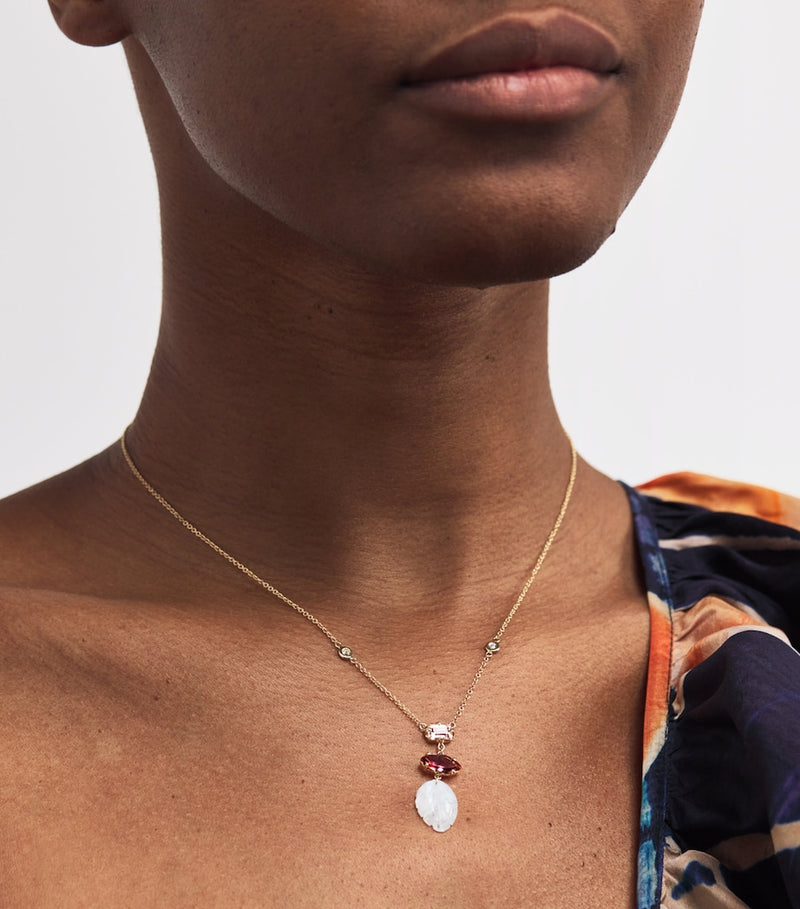 Jacquie Aiche yellow gold tourmaline triple step necklace (British brand)