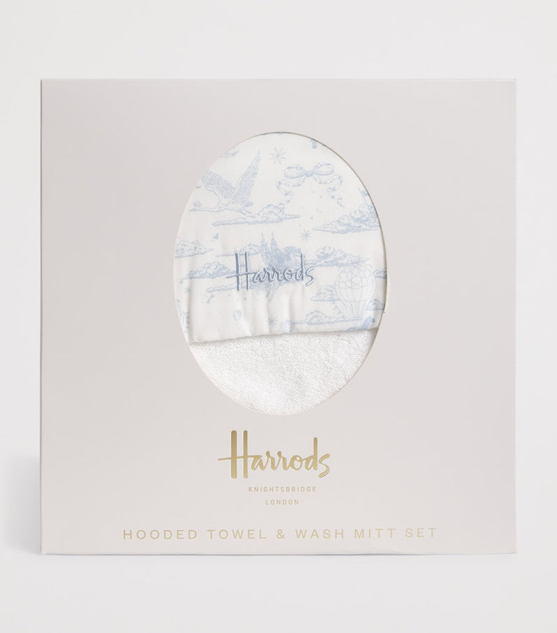 Harrods organic cotton hooded towel and wash mitt set 70cm, UK version