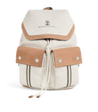 Brunello Cucinelli kids backpack with leather trims, imported from the UK