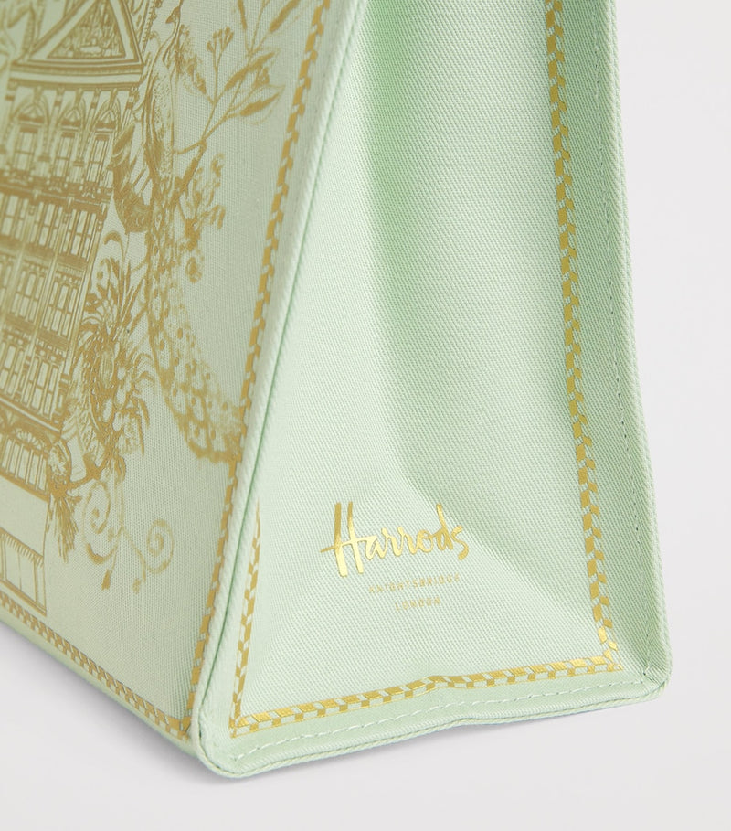 Harrods small gold building shopper bag canvas, UK version