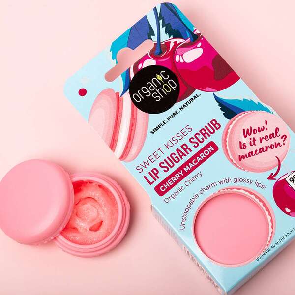 Organic Shop Cherry Macaron Lip Scrub 10ml - British product