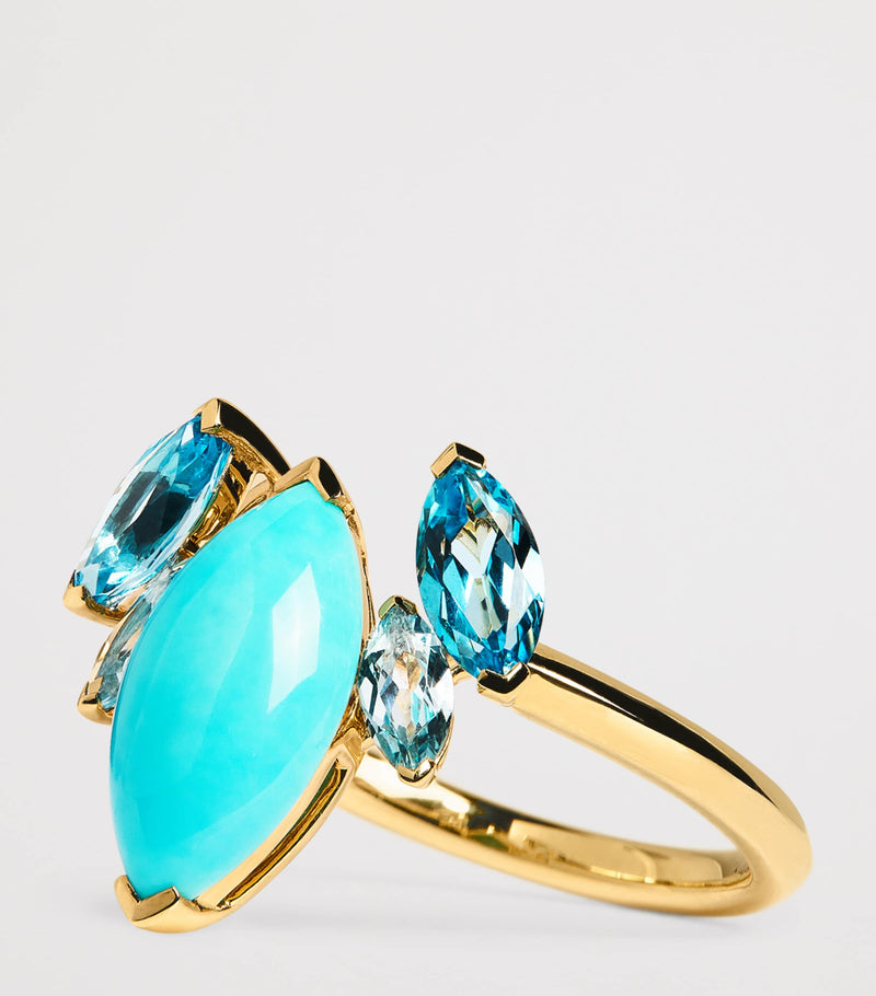 Emily P. Wheeler yellow gold topaz turquoise batik ring, UK version