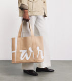 Harrods medium beige tote bag with embroidered logo, imported from the UK