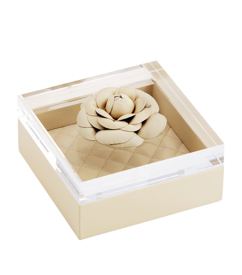 Riviere small quilted floral leather box, imported from the UK