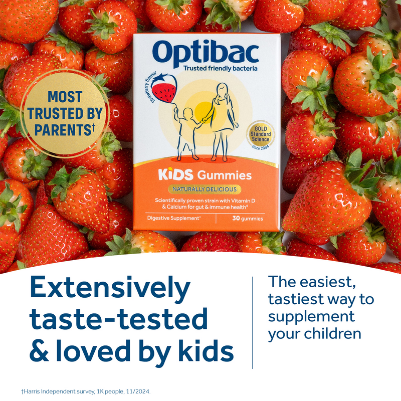 Optibac Kids Gummies strawberry probiotic 30 gummies (British brand)
