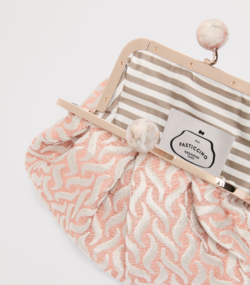 Weekend Max Mara Pasticcino woven jacquard clutch bag, imported from the UK