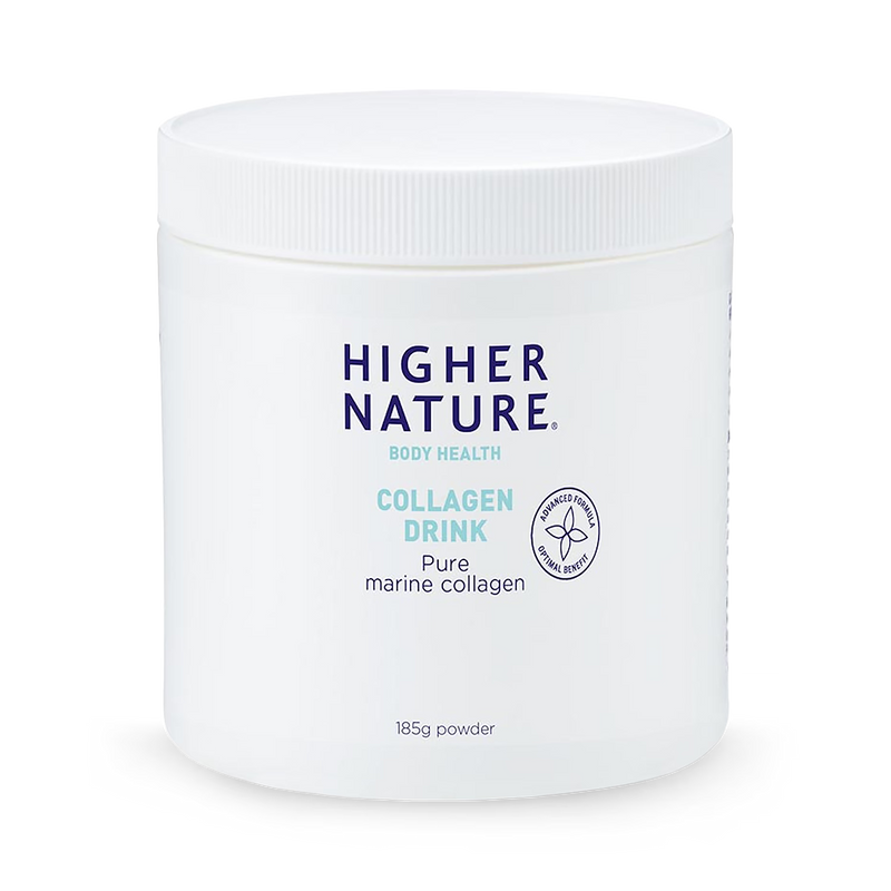 Higher Nature marine collagen powder 185g, imported from the UK