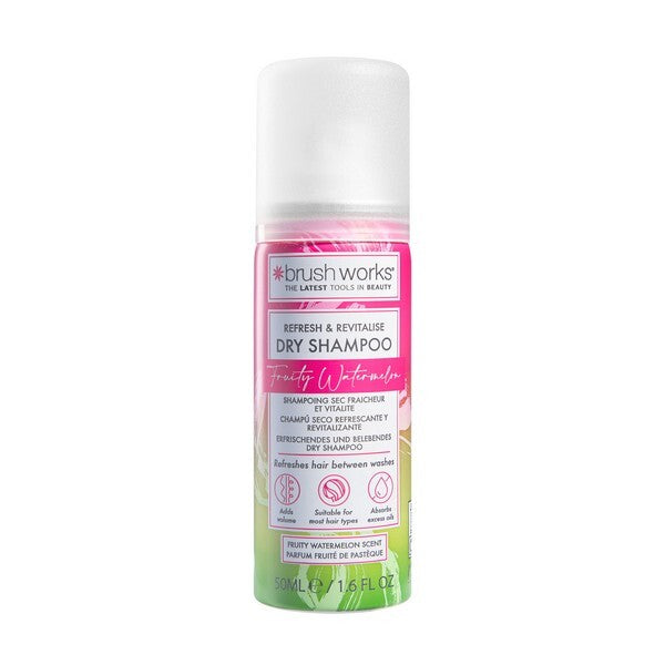 Brushworks Refresh & Revitalise Fruity Watermelon Dry Shampoo 50ml, imported from the UK