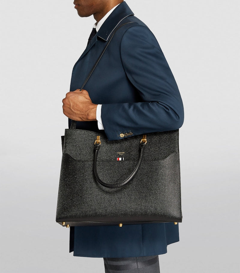 Thom Browne large leather duet tote bag, UK version