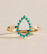 Harrods Jennifer Meyer Mini Yellow Gold and Turquoise Teardrop Ring- Buy online at McGrocer