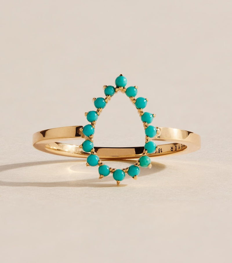 Jennifer Meyer mini yellow gold turquoise teardrop ring (British brand)