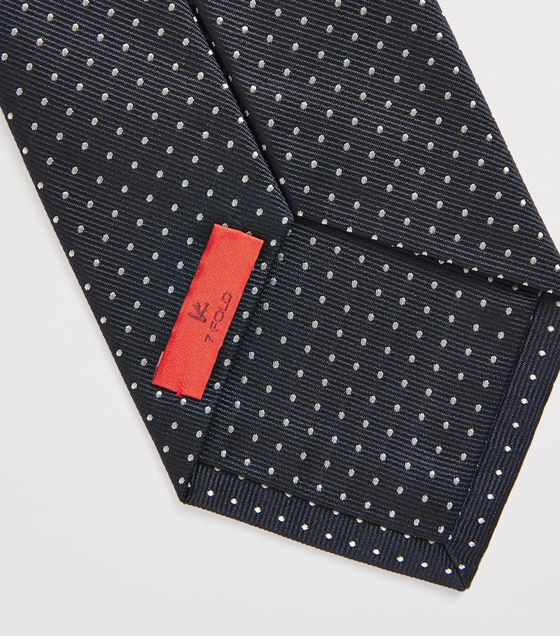 Isaia silk polka-dot jacquard tie 8.5cm, imported from the UK